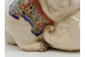 明治期　時代物　清水六兵衛　京焼　在銘作家物　犬の微笑ましい表情に心が癒される香炉(イヌ、仏具、茶道具、裏印、外箱付き)(R-079683)