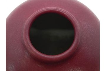 陶雅堂　辰砂　趣ある深紅色が目を引く壷(小森忍、中国、大連、壺、つぼ、花器、花入、花生、共箱付き、裏印、中国美術)(R-079684)