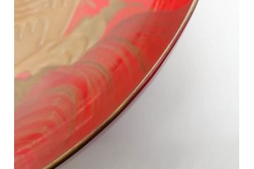 明治3年　朱塗　金蒔絵　漆器　木製　五ツ組　雅な雰囲気漂う大盃5点セット(松、牡丹、花、風景、漆芸、杯、酒器、和食器、共箱付き)(R-079685)
