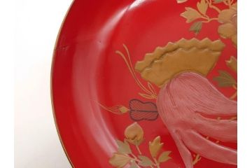 明治3年　朱塗　金蒔絵　漆器　木製　五ツ組　雅な雰囲気漂う大盃5点セット(松、牡丹、花、風景、漆芸、杯、酒器、和食器、共箱付き)(R-079685)