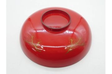 明治3年　朱塗　金蒔絵　漆器　木製　五ツ組　雅な雰囲気漂う大盃5点セット(松、牡丹、花、風景、漆芸、杯、酒器、和食器、共箱付き)(R-079685)