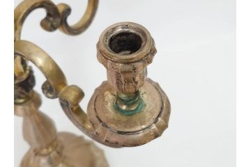 西洋アンティーク　気品あふれるキャンドルスタンド1対(シルバープレート?、燭台、ろうそく立て、蝋燭、2台セット、ペアセット)(R-079686)