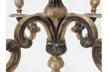 西洋アンティーク　気品あふれるキャンドルスタンド1対(シルバープレート?、燭台、ろうそく立て、蝋燭、2台セット、ペアセット)(R-079686)