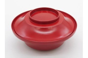 明治期　朱塗　木製椀　食卓を明るく彩る煮物椀10客セット(漆器、和食器、汁椀、蓋付き、吸物椀、お椀、共箱付き)(R-079687)