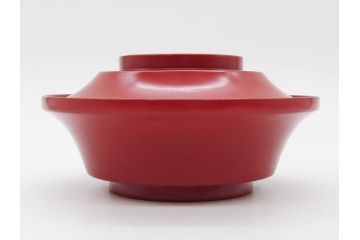 明治期　朱塗　木製椀　食卓を明るく彩る煮物椀10客セット(漆器、和食器、汁椀、蓋付き、吸物椀、お椀、共箱付き)(R-079687)