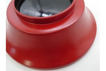 明治期　朱塗　木製椀　食卓を明るく彩る煮物椀10客セット(漆器、和食器、汁椀、蓋付き、吸物椀、お椀、共箱付き)(R-079687)