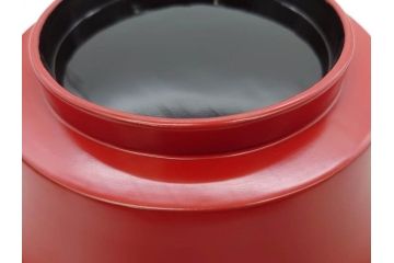 明治期　朱塗　木製椀　食卓を明るく彩る煮物椀10客セット(漆器、和食器、汁椀、蓋付き、吸物椀、お椀、共箱付き)(R-079687)