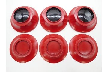 明治期　朱塗　木製椀　食卓を明るく彩る煮物椀10客セット(漆器、和食器、汁椀、蓋付き、吸物椀、お椀、共箱付き)(R-079687)