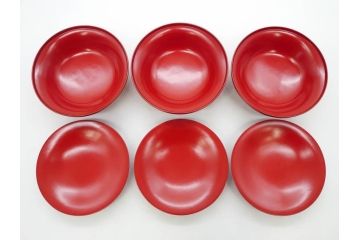 明治期　朱塗　木製椀　食卓を明るく彩る煮物椀10客セット(漆器、和食器、汁椀、蓋付き、吸物椀、お椀、共箱付き)(R-079687)