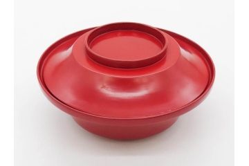 明治期　朱塗　木製椀　艶やかな漆が美しい煮物椀10客セット(漆器、和食器、汁椀、蓋付き、吸物椀、お椀、共箱付き)(R-079688)
