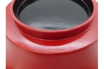 明治期　朱塗　木製椀　艶やかな漆が美しい煮物椀10客セット(漆器、和食器、汁椀、蓋付き、吸物椀、お椀、共箱付き)(R-079688)