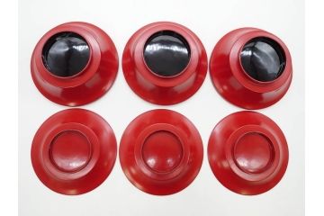 明治期　朱塗　木製椀　艶やかな漆が美しい煮物椀10客セット(漆器、和食器、汁椀、蓋付き、吸物椀、お椀、共箱付き)(R-079688)