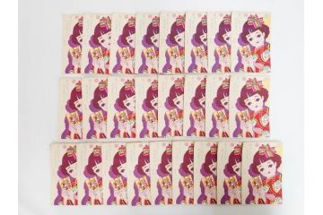 昭和レトロ　新年はがき　女の子　男の子　はがきまとめてセット(絵葉書、年賀状、ハガキ、箱付き、計539枚、8種類、振袖、スキー、凧、お正月、羽子板、少年飛行兵)(R-079690)