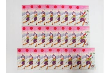 昭和レトロ　新年はがき　女の子　男の子　はがきまとめてセット(絵葉書、年賀状、ハガキ、箱付き、計539枚、8種類、振袖、スキー、凧、お正月、羽子板、少年飛行兵)(R-079690)