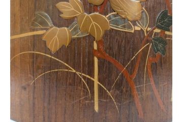 大正〜昭和初期　蒔絵　牡丹　お部屋を上品に演出する火鉢(ぼたん、漆芸、木製、丸火鉢、手あぶり)(R-079692)