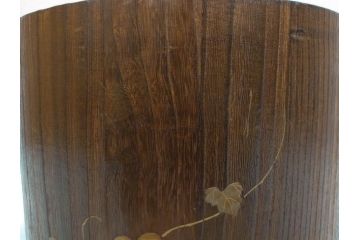 大正〜昭和初期　蒔絵　牡丹　お部屋を上品に演出する火鉢(ぼたん、漆芸、木製、丸火鉢、手あぶり)(R-079692)