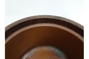 大正〜昭和初期　蒔絵　牡丹　お部屋を上品に演出する火鉢(ぼたん、漆芸、木製、丸火鉢、手あぶり)(R-079692)