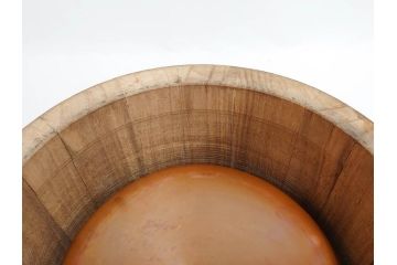 大正〜昭和初期　蒔絵　牡丹　お部屋を上品に演出する火鉢(ぼたん、漆芸、木製、丸火鉢、手あぶり)(R-079692)
