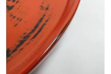 時代物　根来塗　欅(ケヤキ)材　使うほどに味が出てくるお膳3客セット(丸膳、丸盆、木製、朱塗、漆芸、漆器)(R-079694)