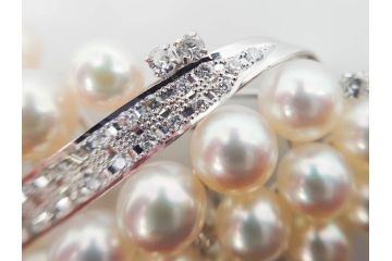 真珠　パール　Pt900(プラチナ)　上品な輝きを放つ帯留(白金、帯留め、着物道具、和装小物、アクセサリー、ブローチ)(R-079695)