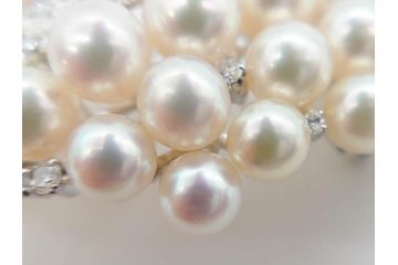 真珠　パール　Pt900(プラチナ)　上品な輝きを放つ帯留(白金、帯留め、着物道具、和装小物、アクセサリー、ブローチ)(R-079695)