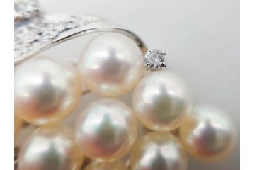 真珠　パール　Pt900(プラチナ)　上品な輝きを放つ帯留(白金、帯留め、着物道具、和装小物、アクセサリー、ブローチ)(R-079695)