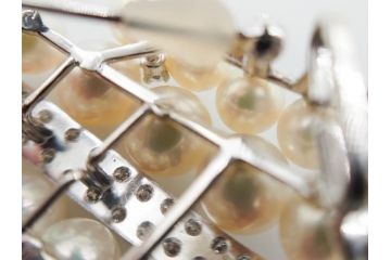 真珠　パール　Pt900(プラチナ)　上品な輝きを放つ帯留(白金、帯留め、着物道具、和装小物、アクセサリー、ブローチ)(R-079695)