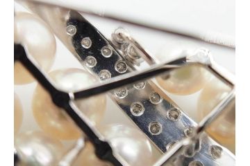真珠　パール　Pt900(プラチナ)　上品な輝きを放つ帯留(白金、帯留め、着物道具、和装小物、アクセサリー、ブローチ)(R-079695)