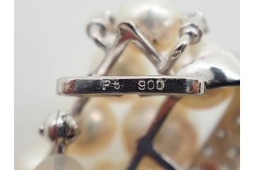 真珠　パール　Pt900(プラチナ)　上品な輝きを放つ帯留(白金、帯留め、着物道具、和装小物、アクセサリー、ブローチ)(R-079695)
