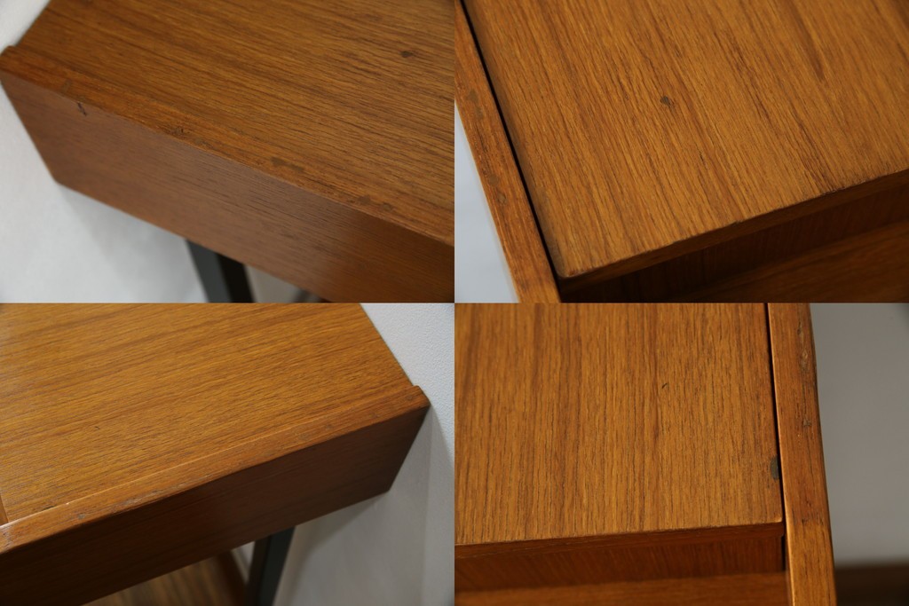 イタリアビンテージ　チーク材　Lloyd's Antiques(ロイズ・アンティークス)取り扱い　収納付き　おしゃれなモダンデザインのデスク　(R-079699)