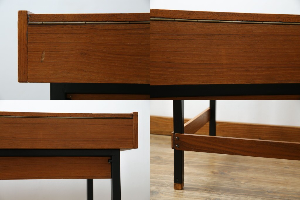 イタリアビンテージ　チーク材　Lloyd's Antiques(ロイズ・アンティークス)取り扱い　収納付き　おしゃれなモダンデザインのデスク　(R-079699)