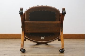 中古　美品　DREXEL HERITAGE(ドレクセルヘリテイジ)　ESPERANTO(エスペラント)　美しい曲線を描く木製フレームが目を惹くキャスター付きチェア(サイドチェア、ダイニングチェア、ワークチェア、椅子、イス)(定価約20万円)(R-079705)