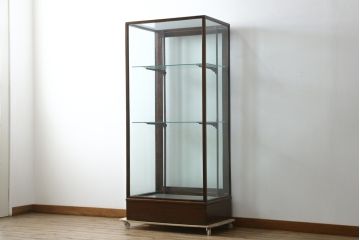 イギリスアンティーク　マホガニー材　深みのある木色が上品でおしゃれなGケース(キャビネット、ガラスケース、コレクションケース、ディスプレイケース、ショーケース、飾り棚、陳列棚、店舗什器、英国)(R-079707)