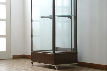 イギリスアンティーク　マホガニー材　深みのある木色が上品でおしゃれなGケース(キャビネット、ガラスケース、コレクションケース、ディスプレイケース、ショーケース、飾り棚、陳列棚、店舗什器、英国)(R-079707)