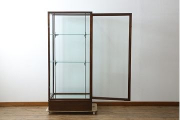 イギリスアンティーク　マホガニー材　深みのある木色が上品でおしゃれなGケース(キャビネット、ガラスケース、コレクションケース、ディスプレイケース、ショーケース、飾り棚、陳列棚、店舗什器、英国)(R-079707)