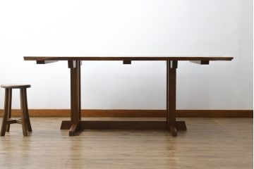 和製ビンテージ　美品　ジョージナカシマ　ウォールナット材　フレンチマンズゴウ　ダイニングテーブル(ジョージ・ナカシマ、4人掛け、6人掛け、食卓、ヴィンテージ)(R-079708)