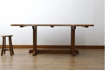和製ビンテージ　美品　ジョージナカシマ　ウォールナット材　フレンチマンズゴウ　ダイニングテーブル(ジョージ・ナカシマ、4人掛け、6人掛け、食卓、ヴィンテージ)(R-079708)