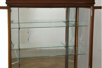 イギリスアンティーク　RUDDUCK　マホガニー材　大型!!　ミラーバック仕様で大切なコレクションを美しく見せるショーケース(ガラスケース、Gケース、陳列棚、飾り棚、コレクションケース、ディスプレイキャビネット、背面ミラー、店舗什器、英国)(R-079714)