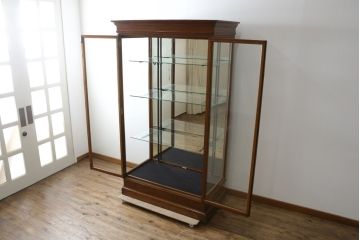 イギリスアンティーク　RUDDUCK　マホガニー材　大型!!　ミラーバック仕様で大切なコレクションを美しく見せるショーケース(ガラスケース、Gケース、陳列棚、飾り棚、コレクションケース、ディスプレイキャビネット、背面ミラー、店舗什器、英国)(R-079714)