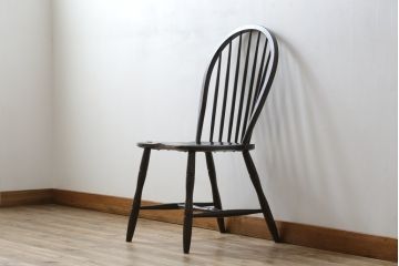 和製ビンテージ　松本民芸家具　シックな佇まいが魅力的な#72リーチ型チェア(ダイニングチェア、ウィンザーチェア、板座チェア、椅子、ウインザーチェア、ヴィンテージ)(R-079726)