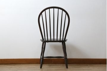 和製ビンテージ　松本民芸家具　シックな佇まいが魅力的な#72リーチ型チェア(ダイニングチェア、ウィンザーチェア、板座チェア、椅子、ウインザーチェア、ヴィンテージ)(R-079726)