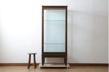 イギリスアンティーク　Dudley&Co.Ltd.　HOLLOWAY.LONDON.　N.7.　マホガニー材　落ち着きのある佇まいが上品な縦型ガラスケース(ショーケース、Gケース、陳列棚、飾り棚、コレクションケース、キャビネット、店舗什器、英国)(R-079728)