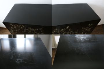 中古　香川漆器　伝統工芸士・小松庄一作　かくし付き　漆絵　桐材　梅鳥図　雅やかな漆絵が気品を感じる衣装箪笥(着物箪笥、収納箪笥、引き出し、桐箪笥、和たんす)(R-079730)