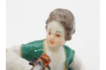 ドイツ　マイセン　Meissen　シェーンハイト　四季の寓意シリーズ　夏　匠の美技に見惚れるフィギュリン(少女、少年、農作業、金彩、置物、ディスプレイ、磁器、オブジェ)(R-079735)
