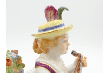 ドイツ　マイセン　Meissen　シェーンハイト　四季の寓意シリーズ　夏　匠の美技に見惚れるフィギュリン(少女、少年、農作業、金彩、置物、ディスプレイ、磁器、オブジェ)(R-079735)