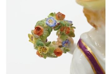 ドイツ　マイセン　Meissen　シェーンハイト　四季の寓意シリーズ　夏　匠の美技に見惚れるフィギュリン(少女、少年、農作業、金彩、置物、ディスプレイ、磁器、オブジェ)(R-079735)