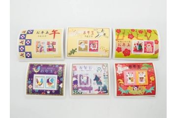 未使用切手　昭和26年〜平成31年　68種　額面66,138円　お年玉切手まとめてセット(日本郵便、十二支、切手シート、お正月、縁起物、着物、子供、だるま、記念切手、切手コレクション)(R-079739)