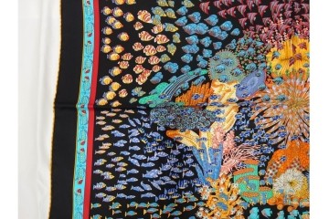 フランス　HERMES(エルメス)　カレ90　RENCONTRE OCEANE(大西洋の出会い)　色鮮やかなシルクのスカーフ　外箱付き　(R-079743)