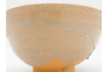人間国宝　中里無庵(中里太郎右衛門)　唐津　宝珠　約15cm　4.9寸　和の味わいのある茶碗(抹茶碗、煎茶道具、茶道具、茶器、和食器、四寸九分、御物袋付き、外箱付き、共箱付き)(R-079746)