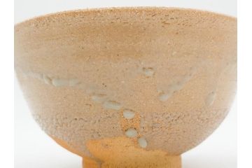 人間国宝　中里無庵(中里太郎右衛門)　唐津　宝珠　約15cm　4.9寸　和の味わいのある茶碗(抹茶碗、煎茶道具、茶道具、茶器、和食器、四寸九分、御物袋付き、外箱付き、共箱付き)(R-079746)